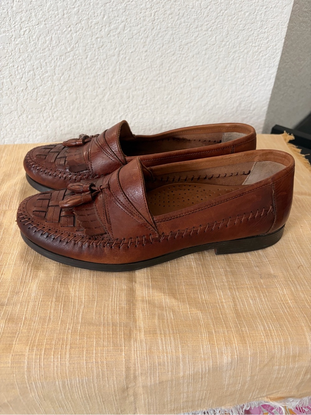George Men's Cognac Leather Tassel Loafers